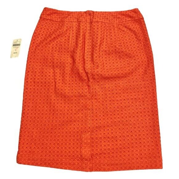 NWT COLDWATER CREEK Eyelet Pencil Skirt Sz 6 Orange - Picture 3 of 5